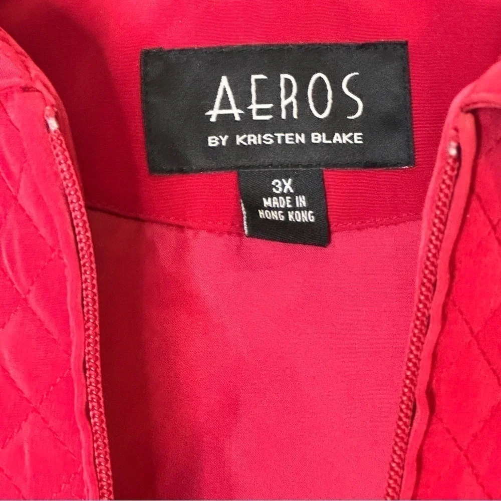 ❄️❄️ Aeros Red Quilted Zip Front Jacket Plus 3X
